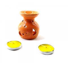 Аромалампа керамічна, подарунковий набір помаранчева (12,5х8х7,5 см), K332302D - фото товару