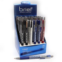 Ручка автомат масляна Vinson "Brief" 0,7 мм, синя, грип, mix, 36шт/етик., K2745469OO502 - фото товару