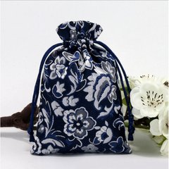 Мешочек сатиновый с орнаментом Синие цветы, K89040222O1557472567 - фото товара