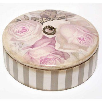 Шкатулка круглая "Роза" (16,5 х6 см) массив дерева, K330394B - фото товару