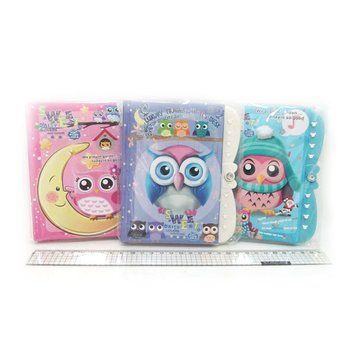 Блокнот з кодовим замком "Сови" 11*15см 70g P48, 2 колір. стор., лін., mix3 1PC/OPP/етик, K2737562OO7888 - фото товару