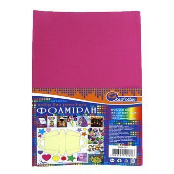 Фоамиран EVA 2.0&plusmn;0.1MM "Темно-розовый" A4 (21X29.7CM)10PC/OPP, K2742953OO20A4-057 - фото товара