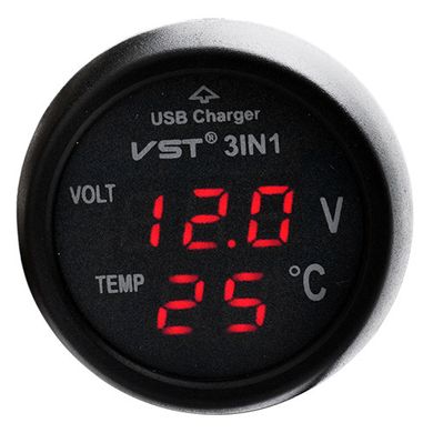 Термометр-вольтметр VST-706-1, кр., + USB, SL3928 - фото товара
