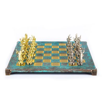 S4TIR шахи "Manopoulos", "Грецька міфологія",латунь, у дерев'яному футлярі, бірюзовий, 36х36см, 4,8, S4TIR - фото товару