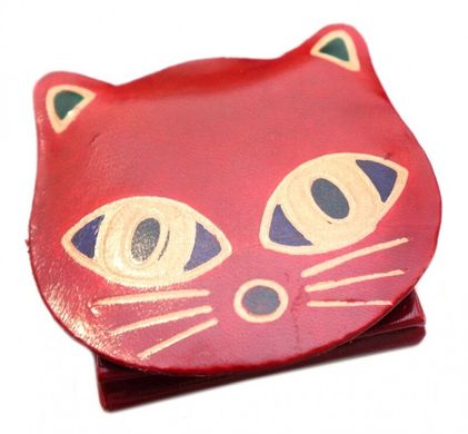 Кошелёк кожаный на кнопке ZOO "Котёнок" Красный, K89040007O362837234 - фото товара