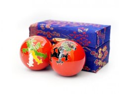 Масажні кульки Баодинга пара Емаль Дракон Фенікс червоні, K89290017O1137476163 - фото товару