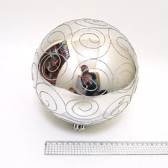 Ялинкова куля "Великий срібний з візерунком" 20см, K2735017OO4825-20sil - фото товару