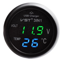 Термометр-вольтметр VST-706-4, зел/сін., + USB, SL3929 - фото товару