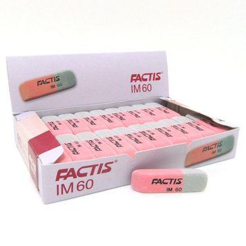 Ластик прямоугольный красно-серый с фаской 4,7*1,4*0,7см "TM FACTIS", K2738629OO60rg - фото товара