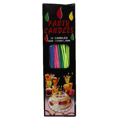 Набір свічок для торта "Party Candles" 24шт 16см*2,6 мм, K2729260OO9204_IMG - фото товару