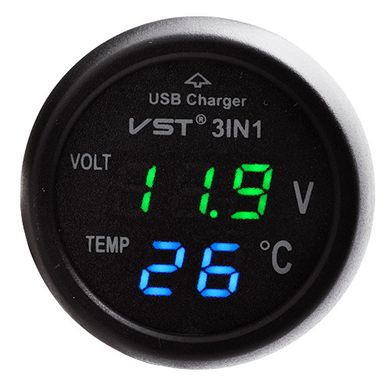 Термометр-вольтметр VST-706-4, зел/син., + USB, SL3929 - фото товара