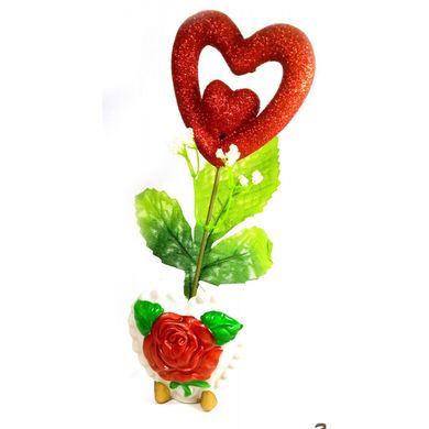 Ваза роза керамическая с сердечком (22х9х5,5 см)A, K323955A - фото товара