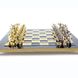 S5BLU шахи "Manopoulos", "Геркулес", латунь, у дерев'яному футлярі, сині, 36х36см, 4,8 кг