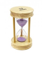 Песочные часы "Круг" стекло + светлое дерево 10 минут Сиреневый песок, K89290194O1137476277 - фото товара