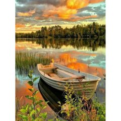Раскраска по номерам на дереве 40*50 J.Otten "Лодка на озере" (карт.уп краски+кисти), K2743767OO3039RAD - фото товара