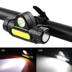 Велосипедний ліхтар 872-XPE+COB, ЗУ micro USB, вбудований акумулятор, диммер, магніт, SL7651 - фото товару