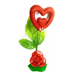 Ваза троянда керамічна з сердечком (22х9х5,5 см)B, K323955B - фото товару