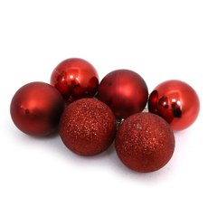Набір ялинкових кульок "RED" 5см, 6шт, OPP, K2OO0570R-5sk - фото товару