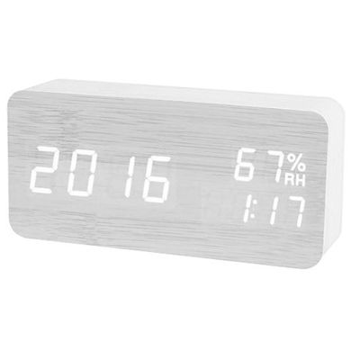 Часы сетевые VST-862S-6 белые, (корпус белый) температура, влажность, USB, 8436 - фото товара