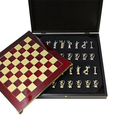 S5RED шахи "Manopoulos", "Геркулес", латунь, у дерев. футл., червоні, 36х36см, 4,8 кг, S5RED - фото товару