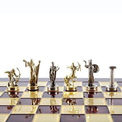 S5RED шахматы "Manopoulos", "Геркулес", латунь, в деревянном футляре, красные, 36х36см, 4,8 кг, S5RED - фото товара