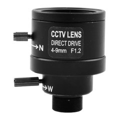 Варіофокальний об'єктив CCTV 1/3 PT 0409 4mm-9mm F1.2 Direct Drive, Manual Iris, 8565 - фото товару