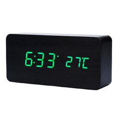 Часы сетевые VST-862-4 зеленые, (корпус черный) температура, USB, SL8429 - фото товара