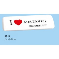 Ластик прямоугольный бел. 14x4,4x0,9см "I love mistakes" "TM FACTIS", K2749010OO16GNEGE - фото товара