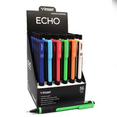 Ручка автомат масляна Vinson "Echo" 0,7 мм, синя, soft touch, mix, 36шт/етик., K2745481OO5F - фото товару