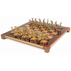S6RED шахматы "Manopoulos", "Титани", латунь, в деревянном футляре, красные, фигуры золото/серебро, 36х36см, 4,8 кг, S6RED - фото товара
