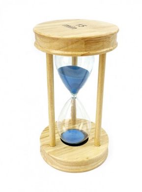 Песочные часы "Круг" стекло + светлое дерево 15 минут Голубой песок, K89290195O1137476278 - фото товара