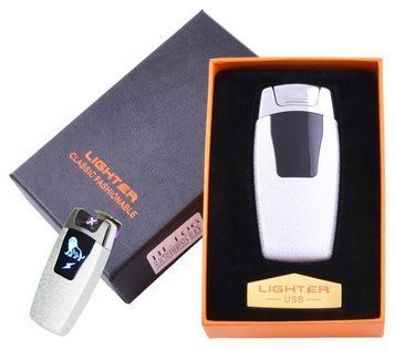 Електроімпульсна запальничка в подарунковій коробці Лев №HL-106 White, №HL-106 White - фото товару
