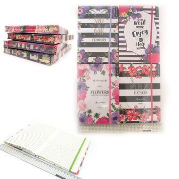 Блокнот на гумці "Flowers" лін., колір.торець A5 P80 70g, COLOR/BOX, mix, K2737463OO6243-A5 - фото товару