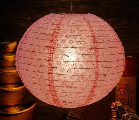 Ліхтар паперовий "КУЛЯ з дірками Мей Хуа" Світло рожевий, K89050004O362837006 - фото товару