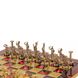 S6RED шахматы "Manopoulos", "Титани", латунь, в деревянном футляре, красные, фигуры золото/серебро, 36х36см, 4,8 кг