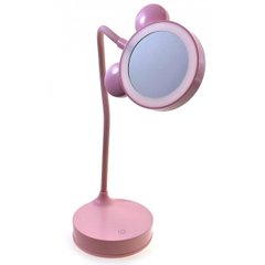 Зеркало настольное с LED подсветкой на аккумуляторе розовое (29х10х10 см), K333849A - фото товара