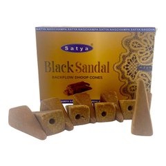 Black Sandal Backflow Dhoop Cone (Чорний Сандал) (Satya) 10 конусів в упаковці, K334982 - фото товару