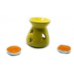 Аромалампа керамічна ,подарунковий набір жовта (12,5х8х7см), K332389A - фото товару