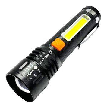 Фонарь BL-P716-P50+COB (white+red), Li-Ion аккум., zoom, ЗУ Type-C, Box, 8993 - фото товара