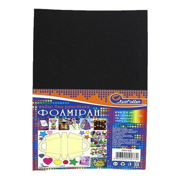 Фоамиран EVA 2.0&plusmn;0.1MM "Черный" A4 (21X29.7CM), K2741426OO20A4-028 - фото товара