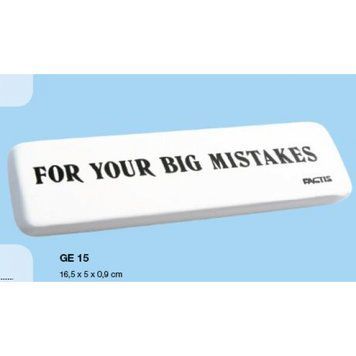 Ластик прямоугольный бел. 16,5x5x0,9см "For your big mistakes" "TM FACTIS", K2749007OO15GNEGE - фото товара