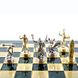 S7GRE шахматы "Manopoulos", "Дискобол", латунь, в деревянном футляре, зелёные, фигуры золото/серебро, 36х36см, 4,8 кг