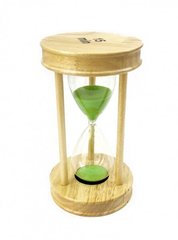 Песочные часы "Круг" стекло + светлое дерево 15 минут Салатовый песок, K89290195O1137476280 - фото товара