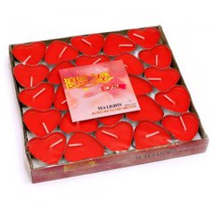 Свічки "Сердечка" червоні (набір 50 штук)(17х16х2 см), K329566 - фото товару