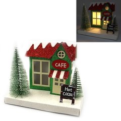 Декор новогодний домик LED 3D фигура "Кафе" 13,5х16,5х12см, 1шт/этик., K2746559OO0004FKP - фото товара