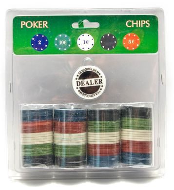 Покерные фишки в блистере (100 фишек)(19х20х4 см)(100P, K326721 - фото товара