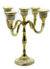 Підсвічник бронзовий з перламутром на 5 свічок (25х21х21 см), K330980 - фото товару