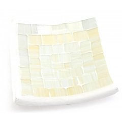 Блюдо теракотове з білою мозаїкою (10х10х2 см), K330272A - фото товару