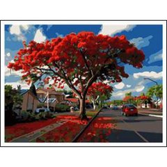 Розмальовка за номерами 40*50см "Червоне дерево" карт.уп (полотно на рамі фарби+кисті), K2749545OO5175RA_B - фото товару