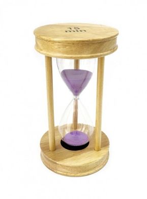 Песочные часы "Круг" стекло + светлое дерево 15 минут Сиреневый песок, K89290195O1137476281 - фото товара